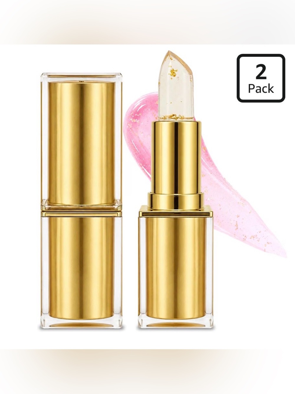 pH Color Changing Lipstick Lip Balm Tint with Gold Flakes 2 Pack